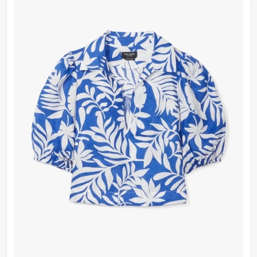 BNWT Kate Spade Tropical Foliage Puff Sleeve Top size Xs - Picture 2 of 4